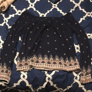 Off the shoulder, long sleeve top